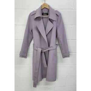 Badgley Mischka Chloe Lavender Purple Wool Blend Long Coat Belted / Women's M